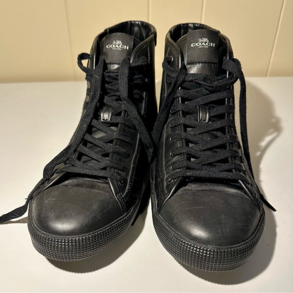 Coach men’s leather high top leather sneakers mens size 12 - Picture 2 of 3